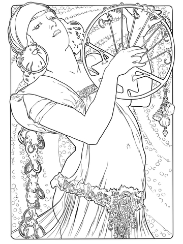 Salome By Alphonse Mucha Coloring Page